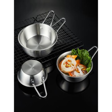 304不銹鋼韓式米酒碗飯碗露營雪拉碗帶把泡面碗飯店烤肉碗料理碗