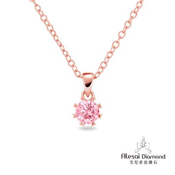 Alesai 艾尼希亞鑽石 粉紅鑽石 1克拉 玫瑰金 培育鑽石項鍊 (3EX 車工 粉鑽 FANCY VIVID PINK)