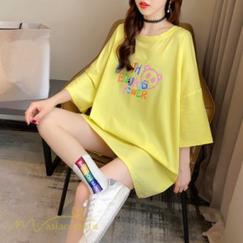 着痩せ 韓国風 プリント 可愛い 夏コーデ tシャツ Tシャツ 着回し