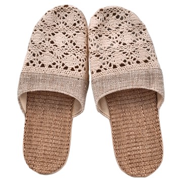 AXIS 艾克思 編織款亞麻透氣防滑包頭室內拖鞋 厚底耐磨  女款(39~40)  米色