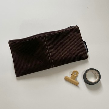 燈芯絨筆袋 (棕色)