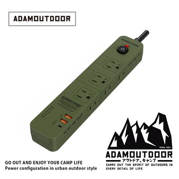 【ADAMOUTDOOR】 家用款4開6插30WPD 延長線1.8M （軍用綠）_廠商直送