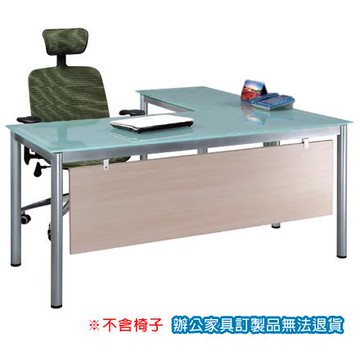 TSB烤銀圓柱腳 辦公桌 TSB-160MG 主桌 + TSB-90MG 側桌 10m/m強化霧玻 /組【APP滿額下單10%點數(單一帳號最高5000點)】1/31止