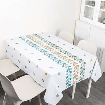日系清新手繪桌巾- 防水防油 耐熱防燙  140 x 140cm  枝葉  1個
