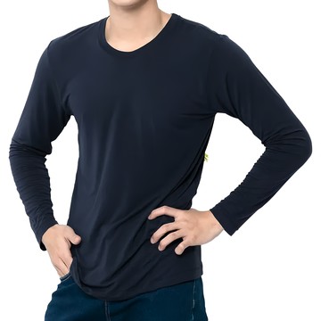 GIAT 吉亞特 男款恆溫吸濕發熱衣 圓領 台灣製  M  深藍