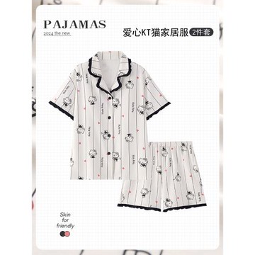 短袖睡衣少女夏季薄款性感家居服可愛學生高級感可外穿凱蒂貓套裝