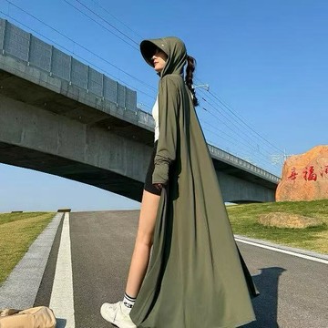 台灣出貨 韓版長款防曬衣 全身保護 拒絕紫外綫 大帽簷保護全臉 戶外涼感防曬服 冰絲冷感遮陽服 透氣不悶爽感外套