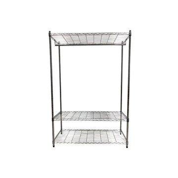 Top queen 【Top queen】45 x 120 x 165 cm 三層鐵力士鍍鉻萬用收納架-含衣桿