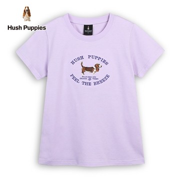 Hush Puppies T恤 女裝刺繡復古狗短袖T恤