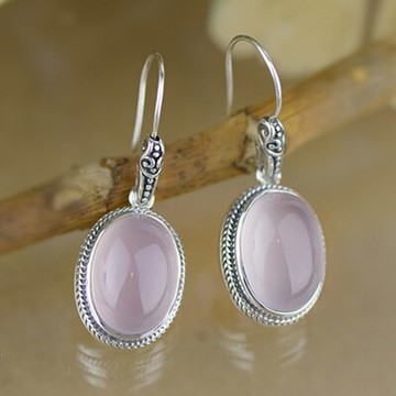 925純銀耳環粉水晶耳飾-精美古典優雅耳勾式情人節生日禮物女飾品73jh34【獨家進口】【米蘭精品】