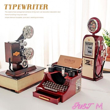 ☆樂天精選音樂盒復古懷舊老式打字機放映機音樂盒八音盒居家裝飾擺件男孩生日禮物 雙11全館免運