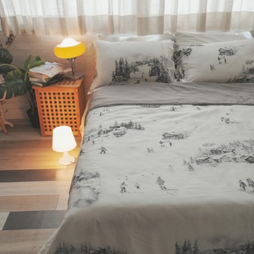 天絲床組 雪山秘境 D4雙人薄床包鋪棉兩用被四件組(60支) 100%天絲 棉床本舖