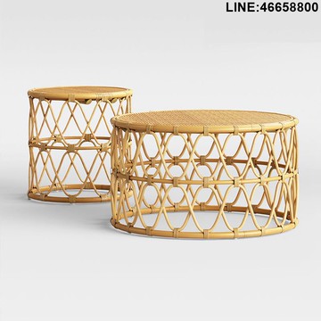 免運 開立發票 茶几 邊幾 小邊桌 ins圓形茶幾編織小茶幾藤編角幾民宿網紅小戶型客廳陽臺茶桌