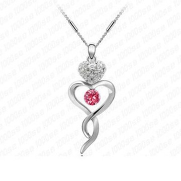 現貨+預購 925純銀項鍊 鑲鑽吊墜-獨特閃亮愛心造型母親節生日情人節禮物女飾品6色73aj344【獨家進口】【米蘭精品】