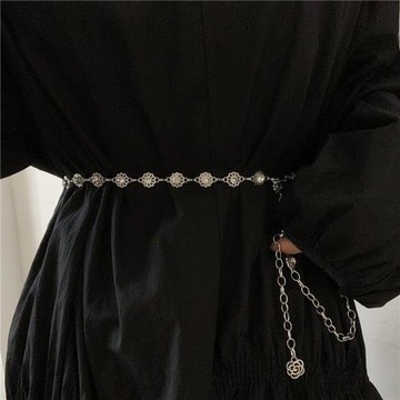 歐美花朵金屬腰鏈女配飾百搭時尚連衣裙子襯衫西裝腰帶裝飾收腰潮