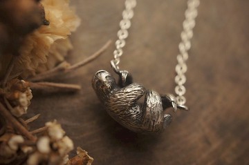 925 純銀蝕黑樹獺吊咀 連16&18吋銀鏈- 手作(MW P1142)