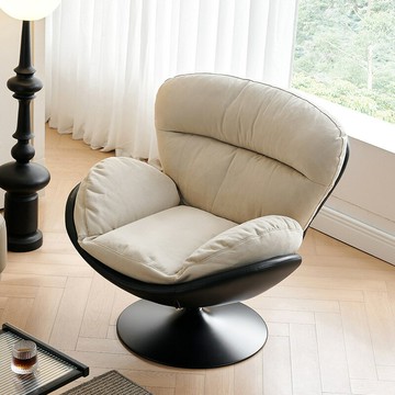 ??快速出貨?? 公司貨 復古風設計師單人沙發椅輕奢陽臺客廳小戶型可旋轉羽絨蛋殼椅