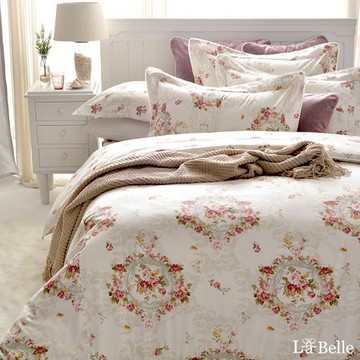La Belle 100%純棉四件式防蹣抗菌兩用被床包組-瑰麗花園 - 加大180X186CM-8件床罩組