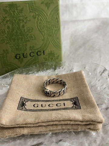 【日本直送名牌中古包】GUCCI 古馳 戒指 銀色 Interlocking 925 鍊紋戒指 vintage 古著 old zvhetm