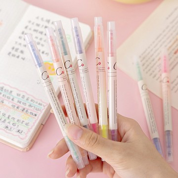 雙頭螢光筆 6色套組 12色套組 螢光筆 記號筆 手帳筆 繪畫 彩繪筆 重點 標記筆 文具【BlueCat】【RC4029】