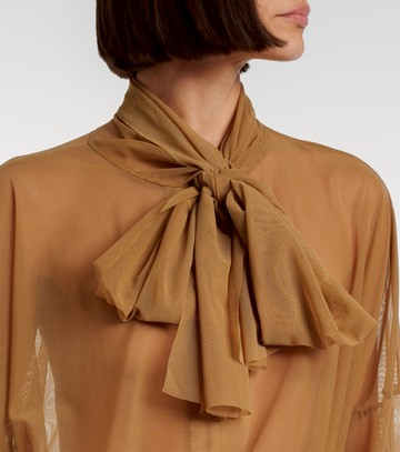 Norma Kamali Sheer tie-neck mesh bodysuit