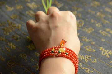 【流霞】天然南紅滿肉滿色寶寶珠4圈手串手鏈項鏈