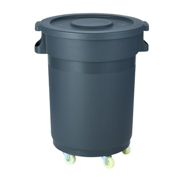 商用圓形塑料垃圾桶戶外環衛帶輪餐飲廚房潲水可移動環保[DD080109]