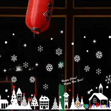 【橘果設計】耶誕雪花小屋聖誕 壁貼 牆貼 壁紙 DIY組合裝飾佈置