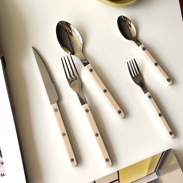 FIFIOO菲菲窩居｜現貨在台｜法式復古餐具 不銹鋼 六件組 西式餐具 鏡面餐具