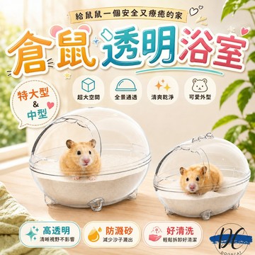 【DC寵物有發票】🐾倉鼠浴室 黃金鼠澡堂 全透明鼠沙浴室 洗澡浴盆 沐浴沙尿沙 黃金鼠 三線鼠 倉鼠用品 B006