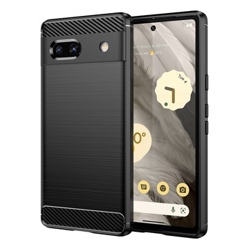 Pixel 7 / 7 Pro / 7a 殼 Google Pixel 7a 碳纖維拉絲紋防摔軟殼套-黑