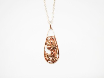 匈牙利刺繡鬱金香墜飾項鍊（玫瑰金版本）