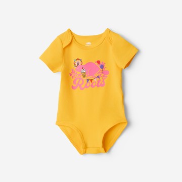 Roots 嬰兒-CARNIVAL MAGIC 短袖包屁衣 (亮金黃)