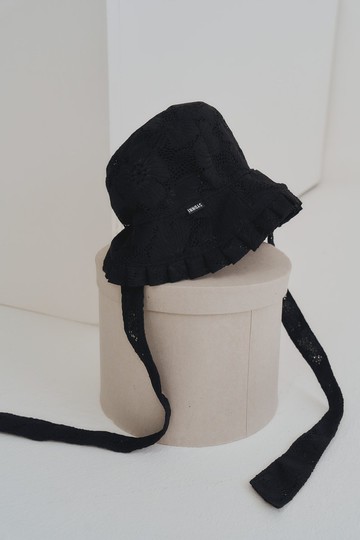 handmade lace pleated hat 手工細節百褶帽 black 黑蕾絲