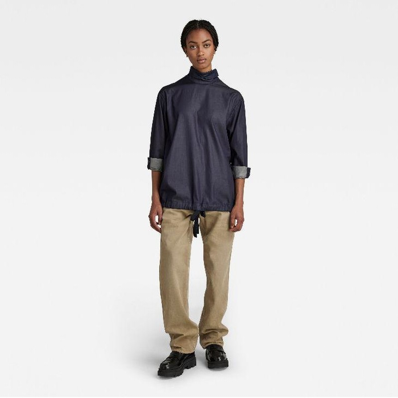 G-STAR RAW (ジースターロゥ) HOLIDAY BACK CLOSURE TOP (ホリデーバッククロージャートップ) サステナブル スモック デニムシャツ G-STAR RAW (ジースターロゥ) HOLIDAY BACK CLOSURE TOP