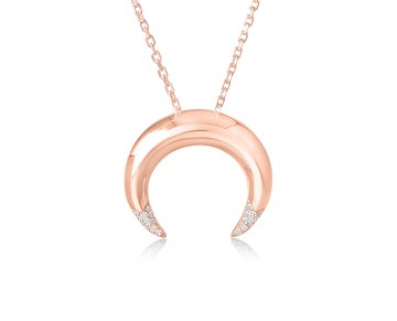 鑽石925純銀月牙形吊墜 哥特式月亮項鍊 倒掛半月形巫婆女巫墜子