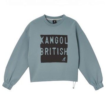 KANGOL 女 貼布繡花T 中藍 6452100182