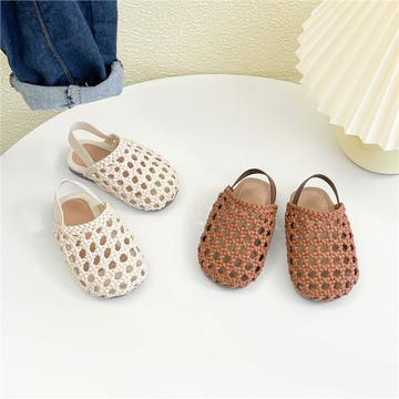 夏季時尚寶寶鞋女童包頭防踢編織涼鞋嬰幼兒軟底學步鞋鏤空洞洞鞋