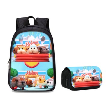天竺鼠車車動漫卡通印花小學生書包雙肩背包幼兒園包筆袋2件套包