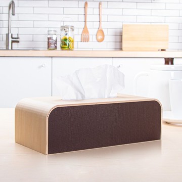 YAMATO工藝  手作布藝木質面紙盒 暖木棕