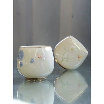 手工捏花陶瓷茶杯個人專用高檔精致主人杯單杯子中式德化白瓷品茗