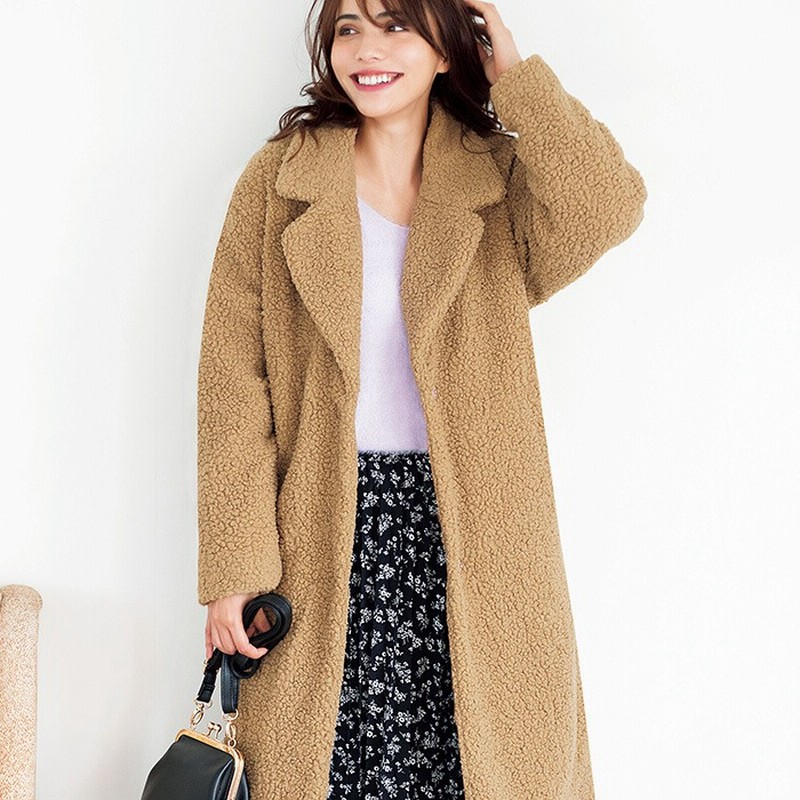 Geera 総ボアロングチェスターコート ベージュ M レディース 通販 Lineポイント最大10 0 Get Lineショッピング