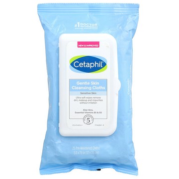 Cetaphil, 溫和卸妝溼巾，無香，25 塊預浸溼巾
