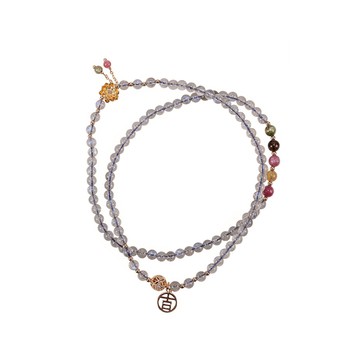 守護灰月光石多圈式手鍊