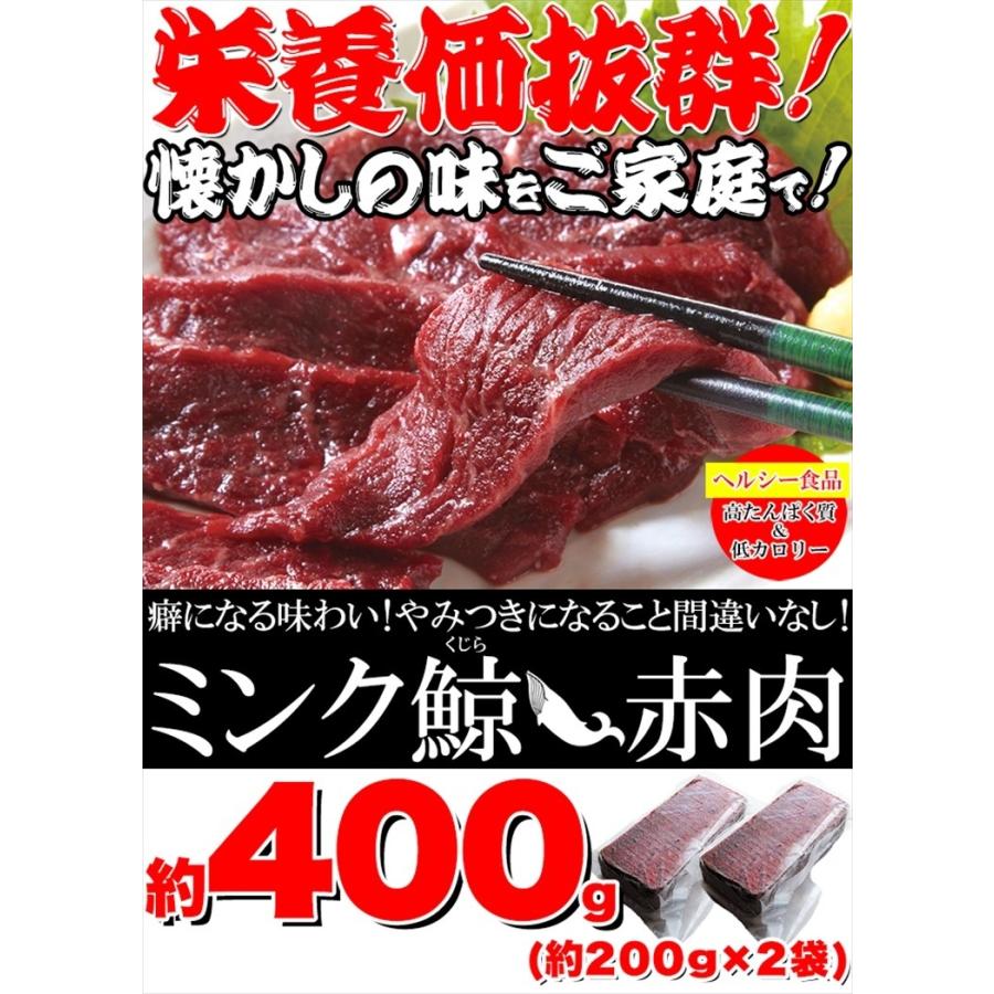 氷温熟成 ミンク鯨 くじら  赤肉 一級 400g (200g×2) 冷凍A 送料無料 タイムセール