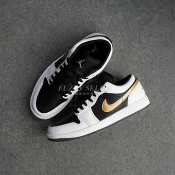 【逢甲 FUZZY】Air Jordan 1 Low 白黑金 白黑 金勾 運動鞋 553558-172 553560