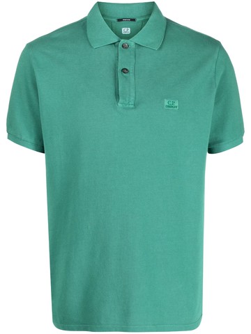 C.P. Company - embroidered-logo polo shirt - men - Cotton - L - Green