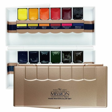 【Mission】金級 塊狀 水彩 12色 含 調色盤 / 組 MPW-2012