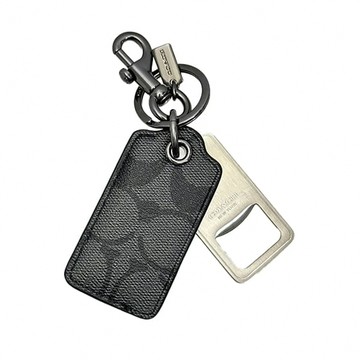 TORY BURCH - 滿版LOGO開罐器鑰匙圈 (黑灰)