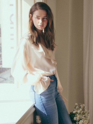 Fleur Blouse [White, Pink]